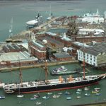 Aerial shot of Portsmouth Historic Dockyard
