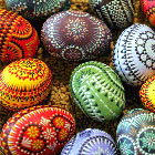 Lots of colourful, decorative eggs.